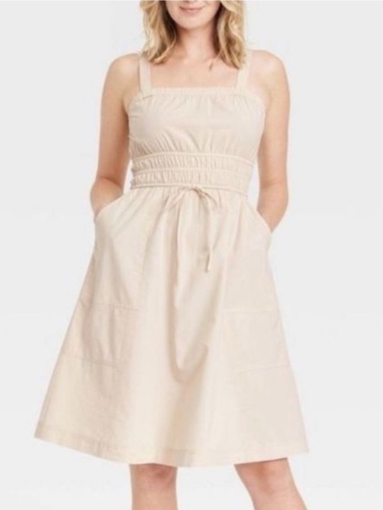 Universal Thread Dresses & Skirts - Universal Thread Women's Cotton Square Neck Midi Tank Dress, Tan, Sz Large, NWT